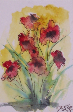 wildflower bouquet aceo watercolor painting